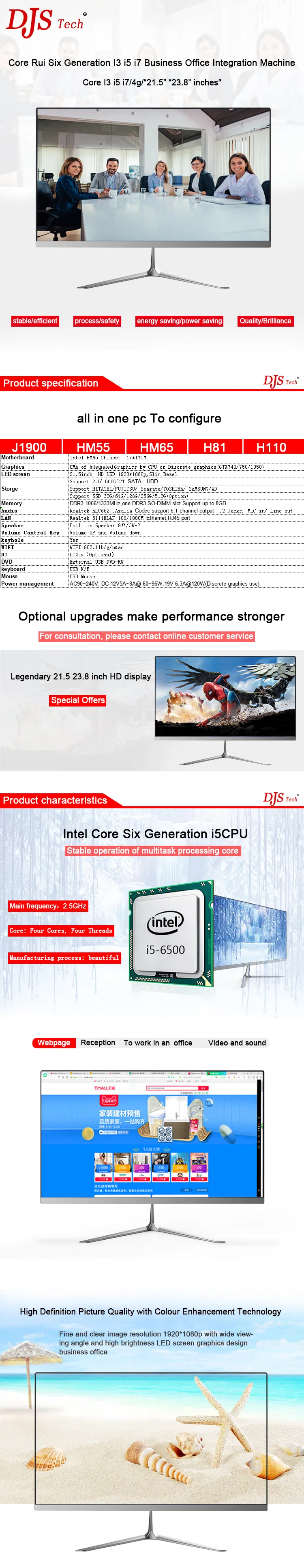 All in One 23.8 Inch All-in-One PC/Barebone PC/Monoblock Hm65 CPU 4G DDR 500g HDD Best Cost Performance